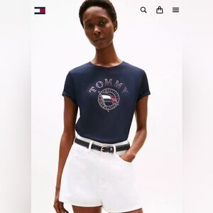 NWT Tommy Hilfiger Womens XXL Graphic T-Shirt Navy Blue 100% Cotton